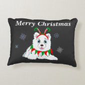 メリークリスマスサモイドと小妖精や小人ヘッドバンド アクセントクッション (裏面)