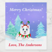 メリークリスマスサモイドと小妖精や小人ヘッドバンド ワインラベル (シングルラベル)