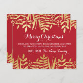 メリークリスマスサンキューカードレッド&金ゴールドクリスマス 招待状 (正面/裏面)