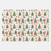 メリークリスマスサンタがクリスマスツリーのリストをチェック ラッピングペーパーシート (正面3)