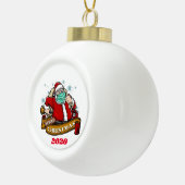 メリークリスマスサンタがマスクを被る セラミックボールオーナメント (右)