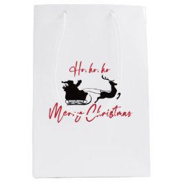 メリークリスマスサンタそりとトナカイ ミディアムペーパーバッグ