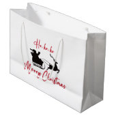 メリークリスマスサンタそりとトナカイ ラージペーパーバッグ (正面アングル)