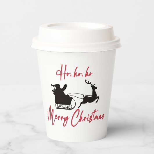メリークリスマスサンタそりとトナカイ 紙コップ (正面)