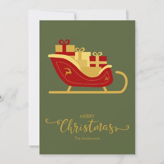 メリークリスマスサンタそりクリスマスカード シーズンカード (正面)