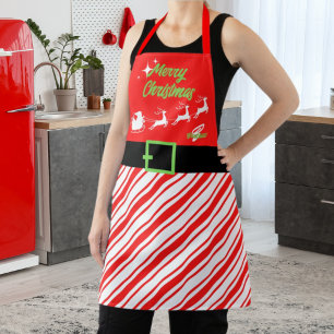 メリークリスマスサンタそり赤 エプロン