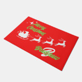 メリークリスマスサンタそり赤 ドアマット (アングル)