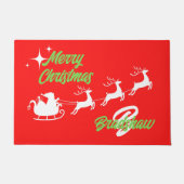 メリークリスマスサンタそり赤 ドアマット (正面)