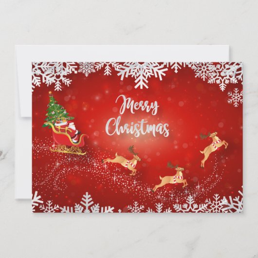 メリークリスマスサンタとそり シーズンカード (正面)