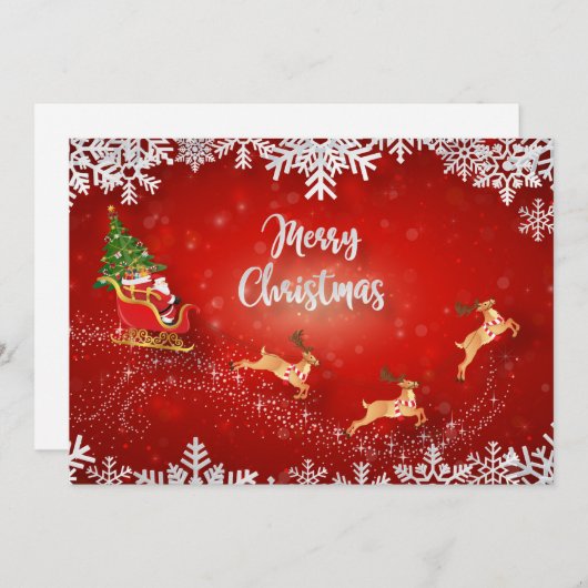 メリークリスマスサンタとそり シーズンカード (正面/裏面)