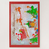 メリークリスマスサンタとそり ジグソーパズル (縦)