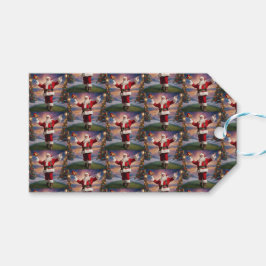 メリークリスマスサンタとクリスマスツリー ギフトタグ