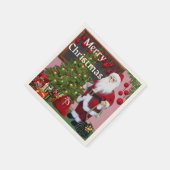 メリークリスマスサンタとクリスマスツリー スタンダードカクテルナプキン (角)