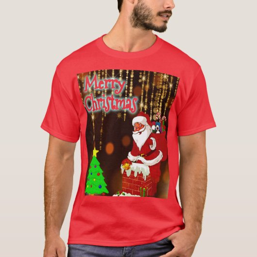 メリークリスマスサンタとツリー Tシャツ (正面)