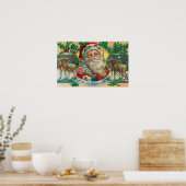 メリークリスマスサンタとトナカイのシーン ポスター (キッチン)