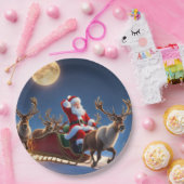 メリークリスマスサンタとトナカイ ペーパープレート (パーティー)