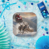 メリークリスマスサンタとトナカイ ペーパープレート (パーティー)