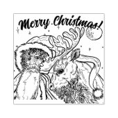 メリークリスマスサンタとトナカイ ラバースタンプ (インプリント)