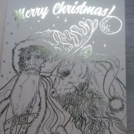 メリークリスマスサンタとトナカイ 箔カード