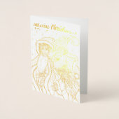 メリークリスマスサンタとトナカイ 箔カード (正面)