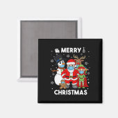 メリークリスマスサンタと友人少年子供家族 マグネット (正面/裏面)