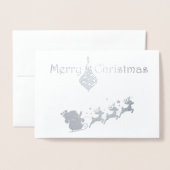 メリークリスマスサンタのそりの写真 箔カード (封筒付き正面)