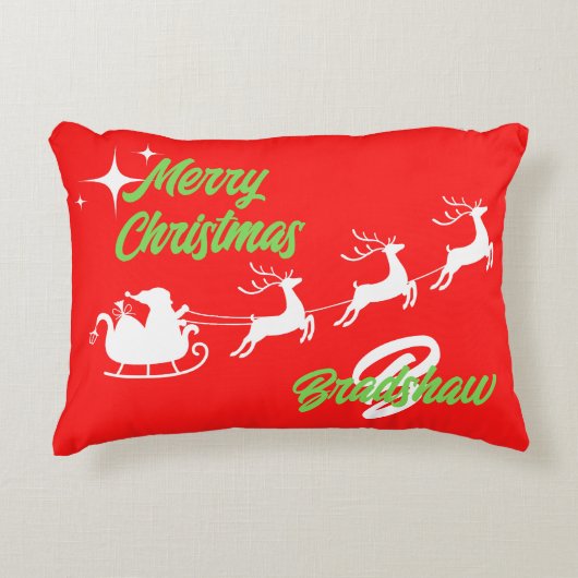 メリークリスマスサンタのそりアクセント枕 アクセントクッション (正面)