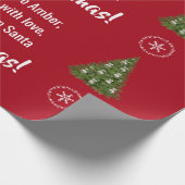 メリークリスマスサンタのそりユニコーンがパーソナライズ ラッピングペーパー (角)