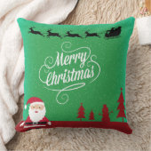 メリークリスマスサンタのトナカイが空を滑空する クッション (ブランケット)