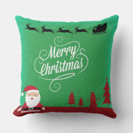 メリークリスマスサンタのトナカイが空を滑空する クッション