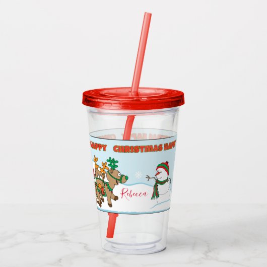 メリークリスマスサンタのトナカイ アクリルタンブラー (裏面)