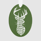 メリークリスマスサンタのトナカイ，ダークグリーン オーナメント (裏面)