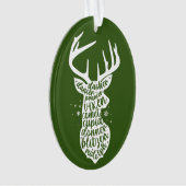 メリークリスマスサンタのトナカイ，ダークグリーン オーナメント (正面)