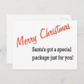 メリークリスマスサンタの特別パッケージクリスマス シーズンポストカード (正面/裏面)