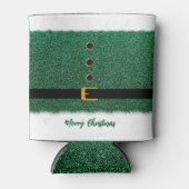 メリークリスマスサンタの目まいがするような緑の服 –  缶クーラー (正面)