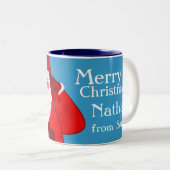 メリークリスマスサンタは赤いですか警官襲います ツートーンマグカップ (正面右)