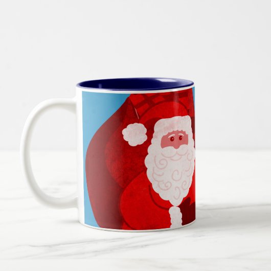 メリークリスマスサンタは赤いですか警官襲います ツートーンマグカップ (左)