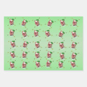 メリークリスマスサンタアニマルズツリーボウズ緑 ラッピングペーパーシート (正面)
