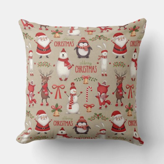 メリークリスマスサンタアンドフレンズ クッション (正面)