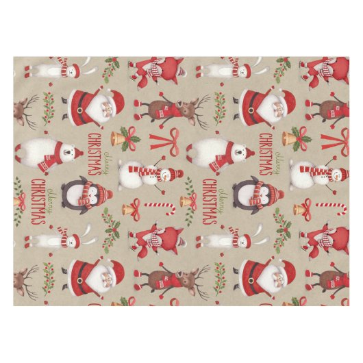 メリークリスマスサンタアンドフレンズ テーブルクロス (正面(横))