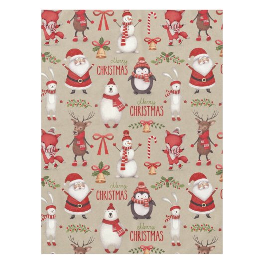 メリークリスマスサンタアンドフレンズ テーブルクロス (正面)