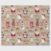 メリークリスマスサンタアンドフレンズ ラッピングペーパー (フラット)