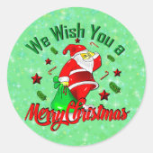 メリークリスマスサンタウィズサックスターズ紙 ラウンドシール (正面)