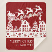 メリークリスマスサンタウィンタースノーフレーク名 シェルパブランケット (正面)