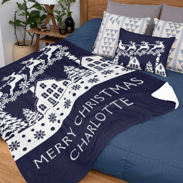 メリークリスマスサンタウィンタースノーフレーク名 シェルパブランケット