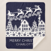 メリークリスマスサンタウィンタースノーフレーク名 シェルパブランケット (正面)