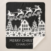 メリークリスマスサンタウィンタースノーフレーク名 シェルパブランケット (正面)