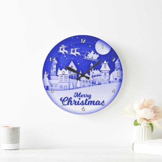 メリークリスマスサンタウィンタービレッジ ラージ壁時計 (ホーム)