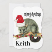 メリークリスマスサンタオポッサムフラットグリーティングカード カード (正面)