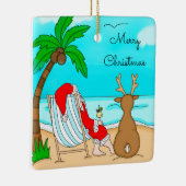 メリークリスマスサンタオンビーチとトナカイ セラミックオーナメント (右)